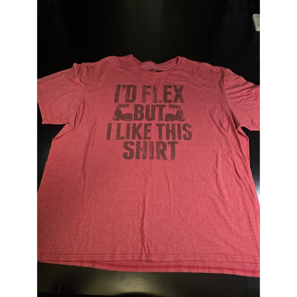 Fifth Sun Mens 2XL Red Heather Graphic‎ T-Shirt "I'd Flex But I Like This Shirt"